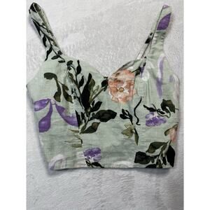 Abercrombie & Fitch Women's Linen-Blend Notch-Neck Set Top XS Multicolor NWT